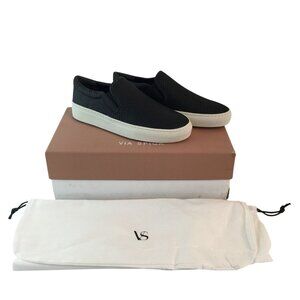 Via Spiga Sara2 Snake Embossed Sneakers Black Womens Sz 6.5 Slip On NEW